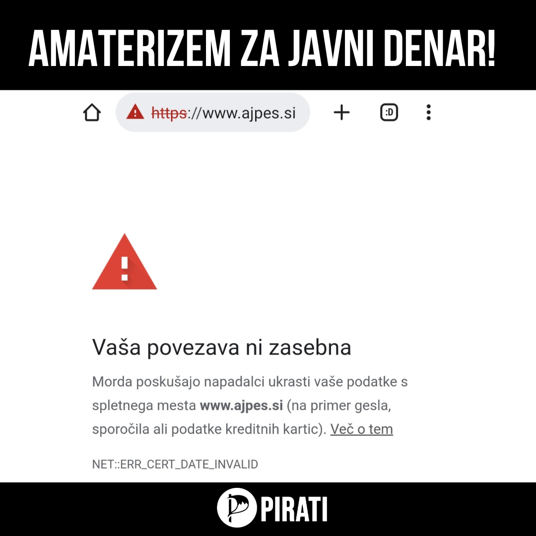 Portalu AJPES potekel SSL cerfifikat: nedopustni amaterizem v javni upravi