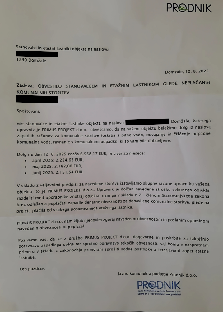 Stanovalci imajo pravico vedeti, kako se upravlja z njihovim denarjem in premoženjem